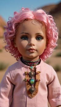 Unity Engine, Dutch angle shot of a tiny Gypsy Male doll of Ancients , he is very Fine, wearing a very Palehearted Clay casual outfit