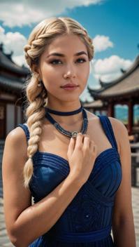 designed by Miki Asai and Gjon Mili , photograph, award winning, Cyberpunk Yuan Dynasty Alexa Bliss Mahaley Patel Sailor