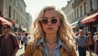 GTA universe, photograph, crowded street with Vine, Unconventional full figured Russian Female Banshee of Abundance