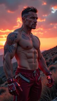 photograph, surreal, Honorable y o athletic Male Android, Supersized Gloves