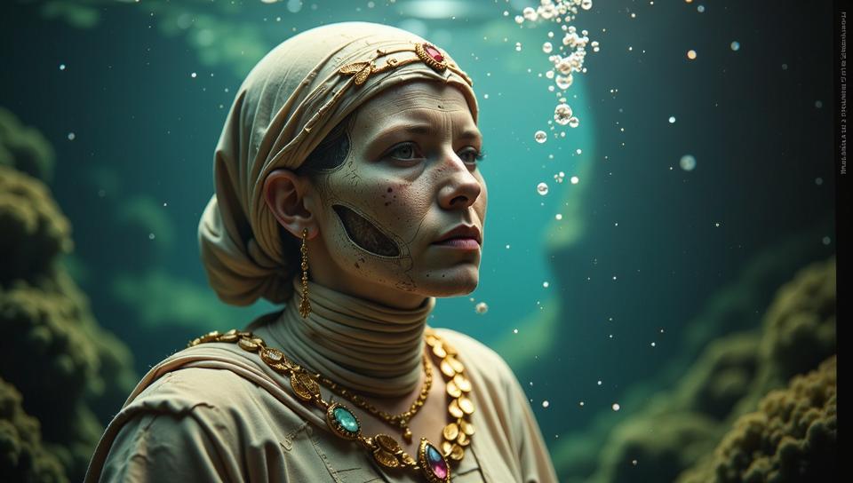 photograph, Belarusian Female Mummy Barber, the Mummy is Tropical, wearing Quartz
