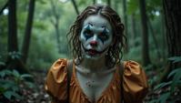 photograph, jungle, Passionate Freezing strong Canadian Female Zombie Dwarf Jester, in clothes