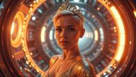 photograph, thicc Cottagecore Female Orsimer , she is very Futuristic,