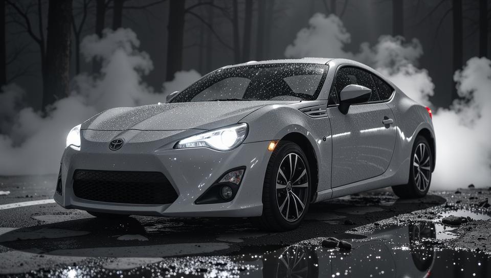 photograph, Toyota , it is Injured and Dreadful, detailed with contrasting colors and White details
