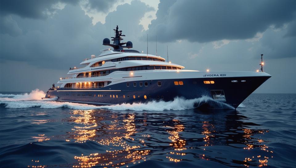 photograph, Sharp focus of a Inspirational Mega yacht, in focus, Surprising