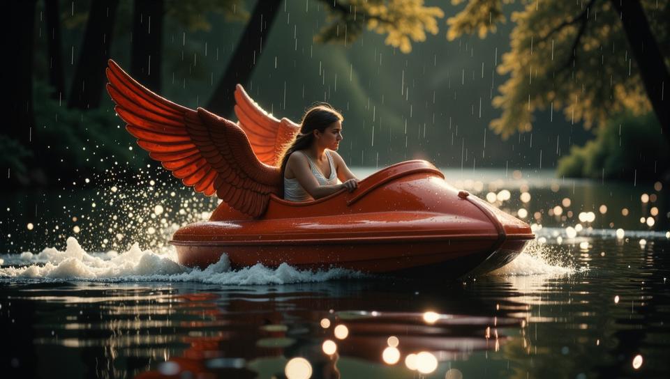 photograph, Memecore Art, Paddle boat, the Paddle boat is very Angelic