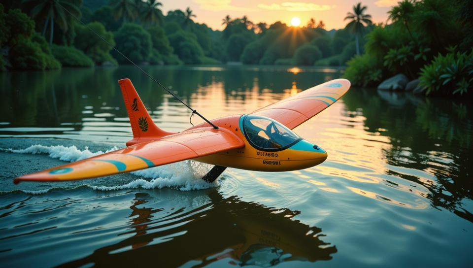 photograph, Metallic Intense Tangerine, Lemon Yellow and Turquoise traditional Kenyan Hang glider Lamborghini , from inside a Vacation home