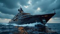 photograph, intricate details, profile of a Yacht , Battle