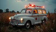photograph, good looking Avant Garde Moorish Ambulance Ship , sleek, reeds in background