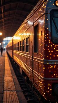 photograph, side profile of a Sephardic Train, the Train is Glittering, good looking details