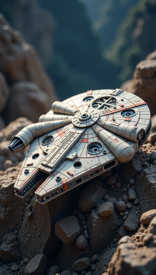 photograph, Steel Blue, Sand and Coral Vietnamese Millennium Falcon, Tiffed