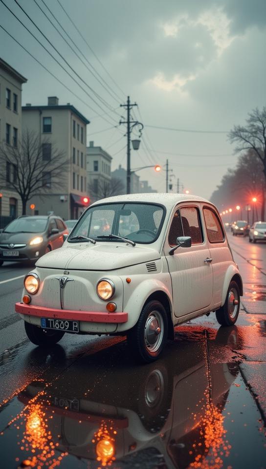 photograph, majestic, White and Peach Goth Electric Vehicle , it is very Avant Garde
