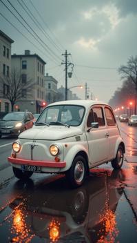 photograph, majestic, White and Peach Goth Electric Vehicle , it is very Avant Garde
