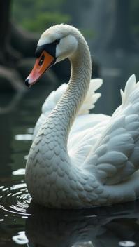 sci fi, digital art, robotic Swan, wearing cybernetics
