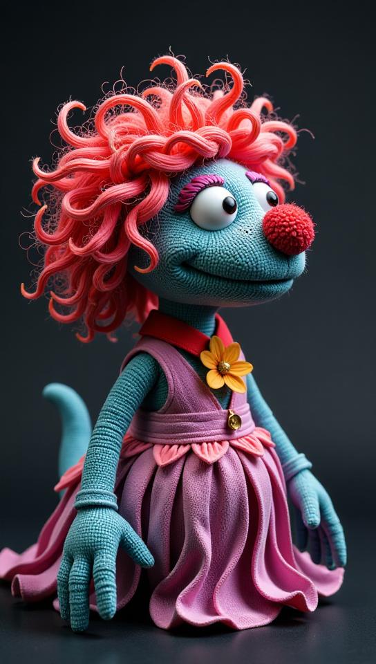 Muppet Style, kinetic art, intricate, Fabric art style