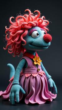 Muppet Style, kinetic art, intricate, Fabric art style