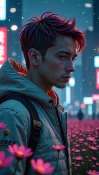 cyberpunk, stylized by Ray Caesar, concept art, cyborg Protector Guy