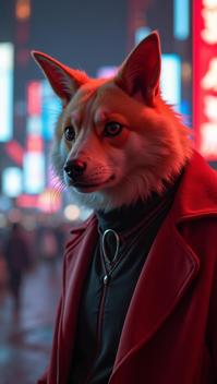 Feigned animal set in a Neo Tokyo setting, UHD, warm light, vivid colors