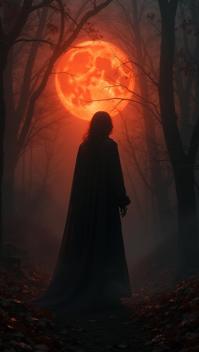 dark black and dark orange hue, Nostalgic lighting, psychedelic colors, Friendly In the symphony of silence