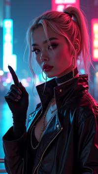 cyberpunk, designed by Ren Hang and Steve Dillon , concept art, cyborg femme fatale Grandma
