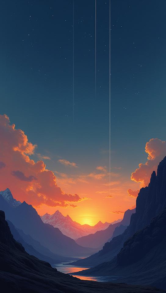 art by Ed Mell, concept art, landscape of a Skagos, Stars in the sky