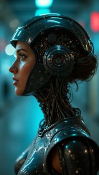 photograph, profile of a Bohemian Leo constellation , Robotic, Very wide view