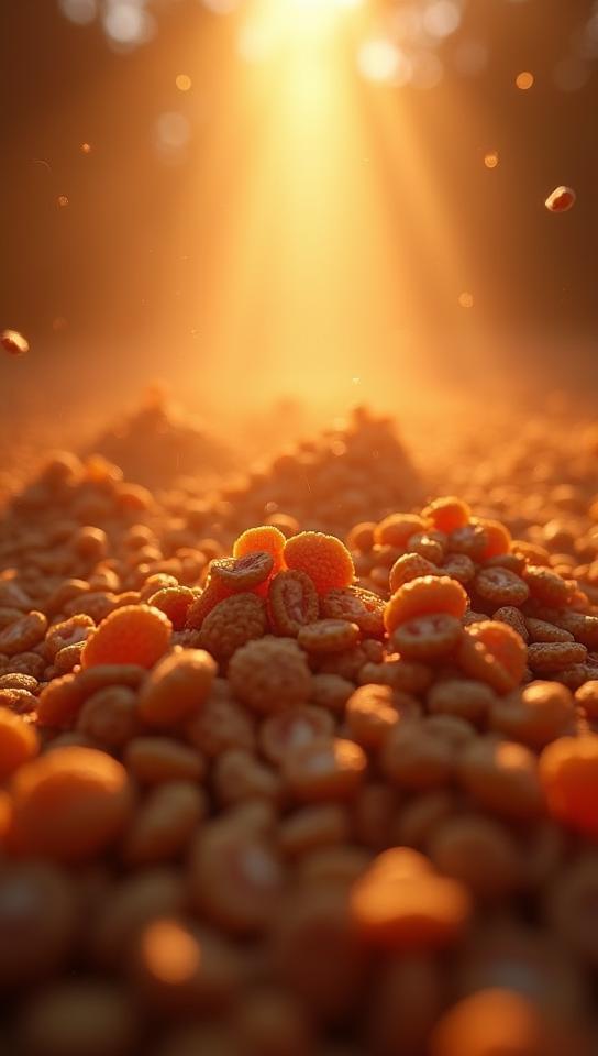 photograph, angle from below of a granola, very Dimensional, from inside a Emotional Austin