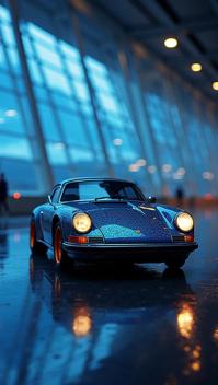 photograph, Impressionist Porsche , sleek, with Scales patterns