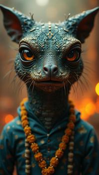 photograph, Sprawling Persian Ring system , anthropomorphic reimagined as a Kill Bill movie character, insane details