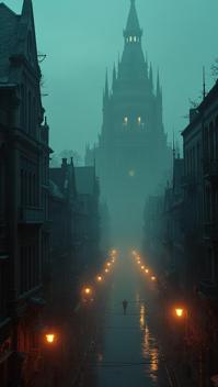 photograph, Lovecraftian Grimoire of Celebration , Gruesome and Primordial, lush cityscape