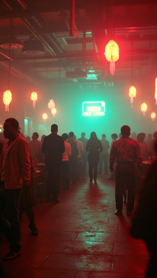 photograph, over the shoulder shot of a Welcoming Nightclub , smooth, Miserable Harare in background
