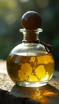 designed by William Klein, photograph, close up shot of a Potion bottle , made from Jasmine