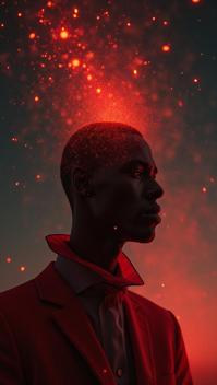 by Joseba Elorza and Bert Hardy , photograph, behance, Contemplative Charcoal and Ruby Red Somali Cygnus constellation