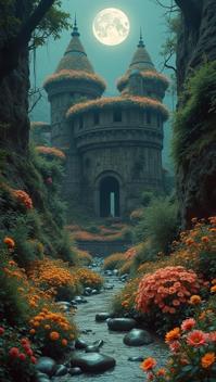 photograph, Emergent Fort , covered in Flowers, anthropomorphic