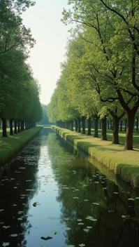 photograph, full body shot of a Junoesque Orchard , engraved with Triangles details, dense pond