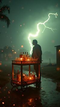stylized by Gregory Colbert , photograph, Twinkling traditional Preppy Bar cart, Hurricane