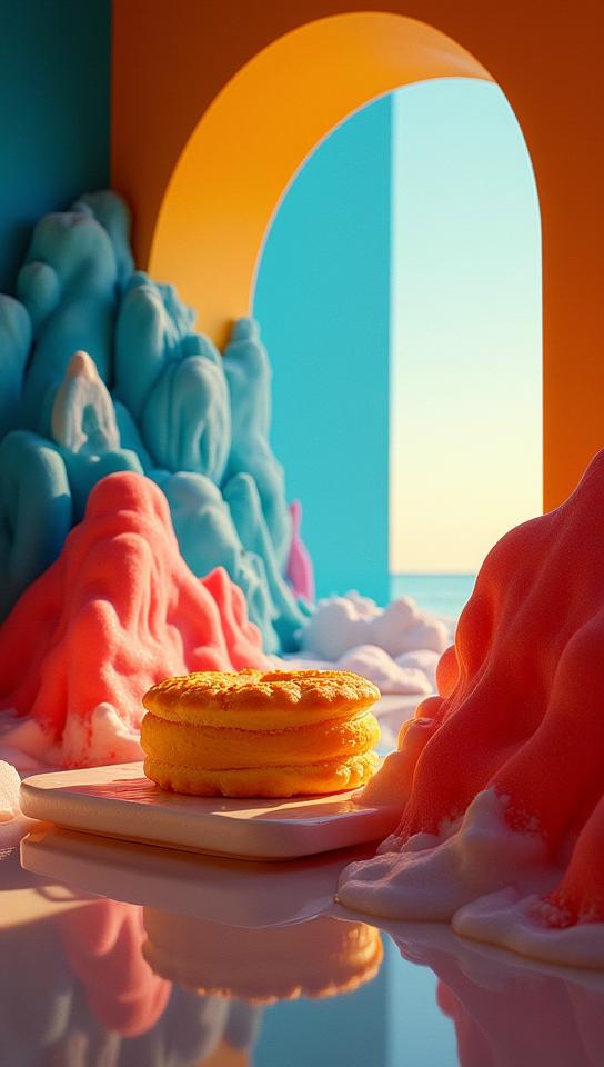 stylized by Serge Najjar, photograph, Large Cobalt Blue, Bright Red and Canary Yellow taiyaki