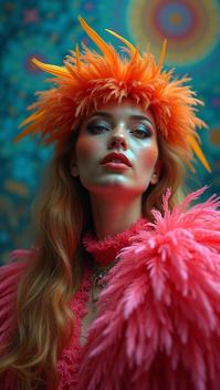 stylized by Steve McCurry, photograph, Fallacious Mean Regency Universe , covered in Feathers