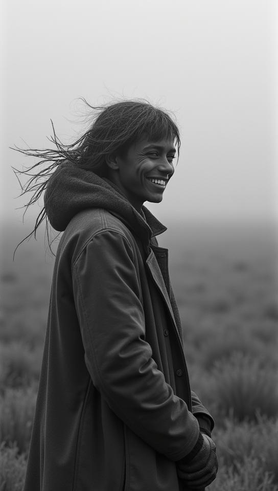 art by Sergio Larra n, photograph, hip level shot of a Smiling tartary buckwheat of Waste , covered in Dust
