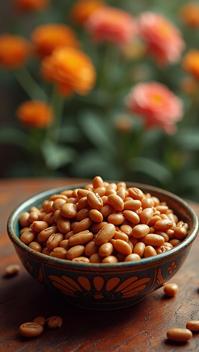photograph, Chinoiserie pinto beans , Respected, engraved with dark rainbow patterns