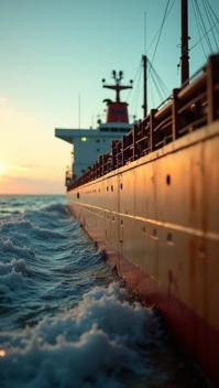 photograph, shot from side of a Bantu Oil tanker, Gentle, shallow depth of field