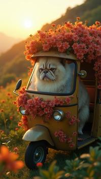 by Louis Stettner, photograph, Grouchy Tuk tuk, covered in Flowers