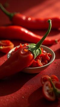 stylized by Fan Ho, photograph, cayenne pepper Salad , made from Libra constellation