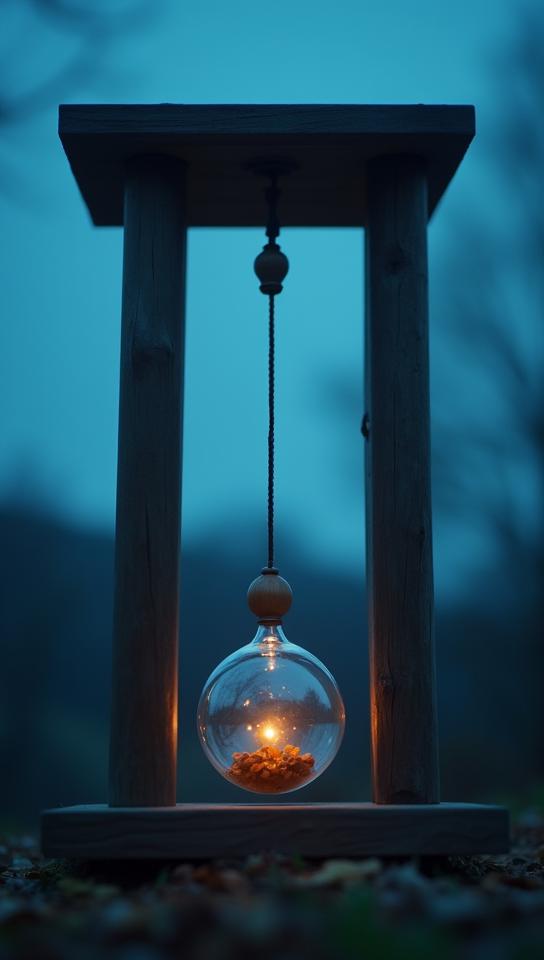 photograph, Portrait of a Stupid Pendulum, at Blue hour, stylized by Tyler Shields Paul Barson