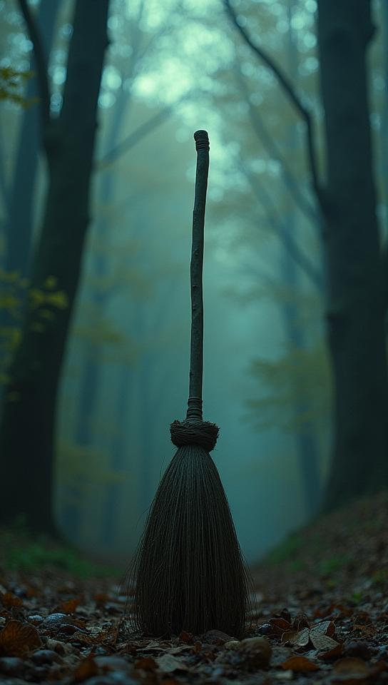 photograph, perfect composition, Morbid Broomstick, Simple illustration