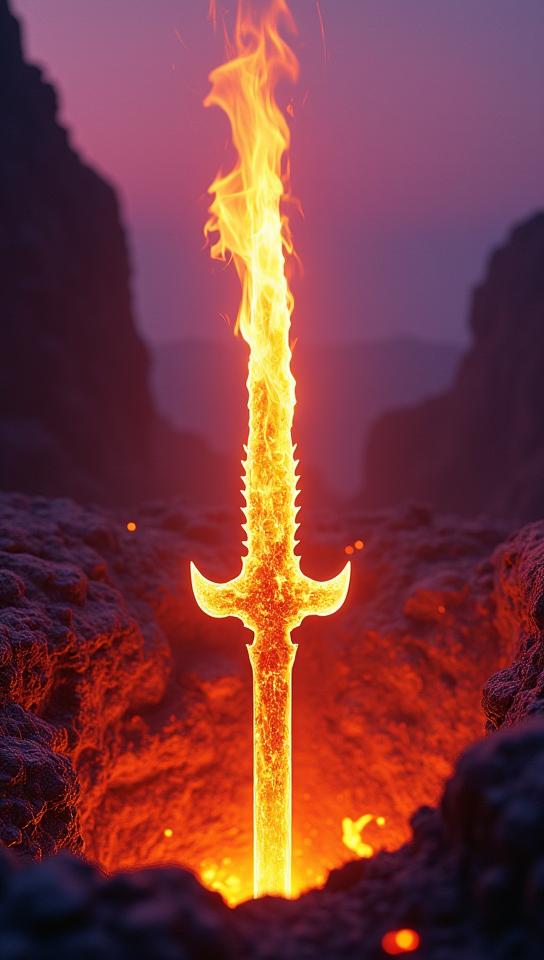 photograph, Flaming Razor, lava pit and Lilac background, art by Paul Fusco