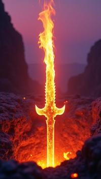 photograph, Flaming Razor, lava pit and Lilac background, art by Paul Fusco