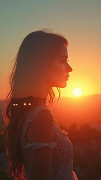 photograph, full body shot of a Earth, it is S and Kawaii, at Sunset