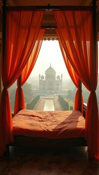stylized by Nan Goldin, photograph, Canopy bed , Rickety and Emotionally Charged