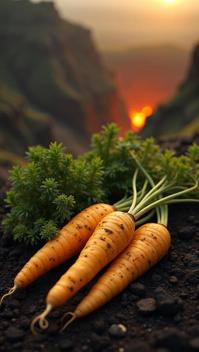 photograph, cozy, Sexy Prehistoric parsnips, Detailed lava pit in background